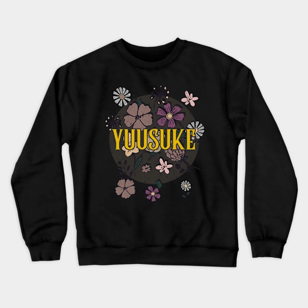 Aesthetic Proud Name Yuusuke Flowers Anime Retro Styles Crewneck Sweatshirt by Kisos Thass